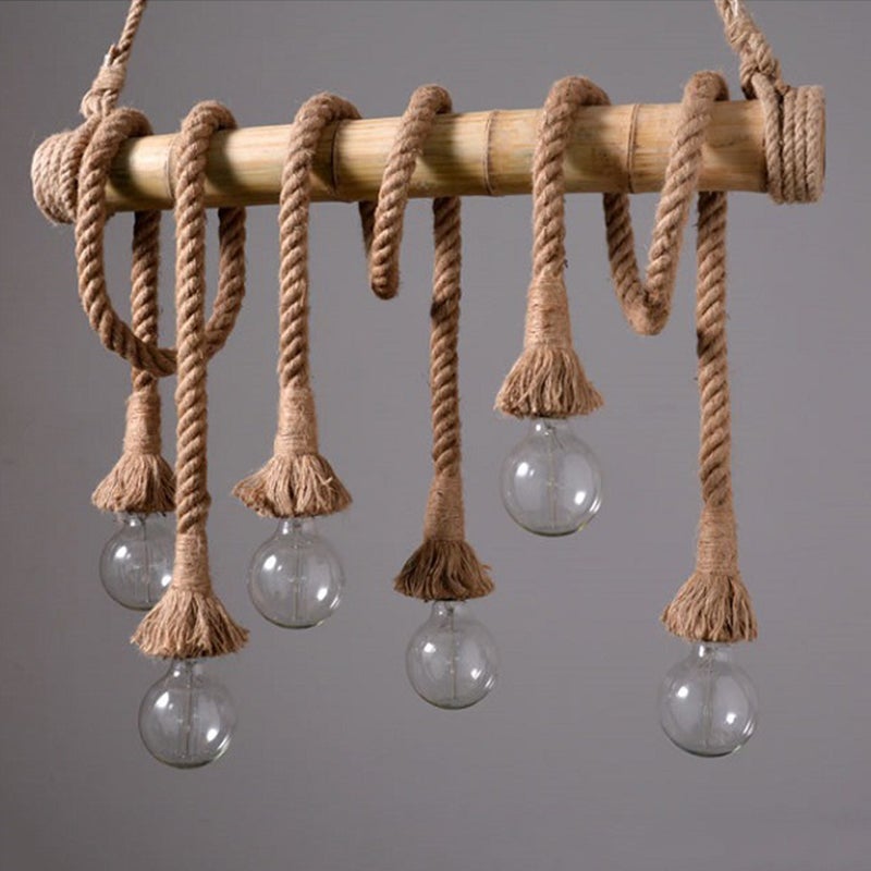 Bamboo and Hemp Rope 6-Light Chandelier