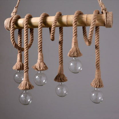 Bamboo and Hemp Rope 6-Light Chandelier
