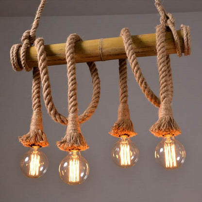 Bamboo and Hemp Rope 6-Light Chandelier