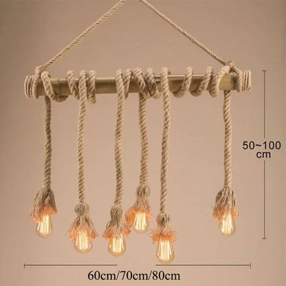 Bamboo and Hemp Rope 6-Light Chandelier