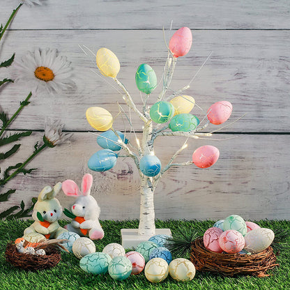 Lighted Birch Tree with Egg Ornaments