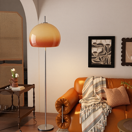 Amber Glass Mushroom Floor Lamp
