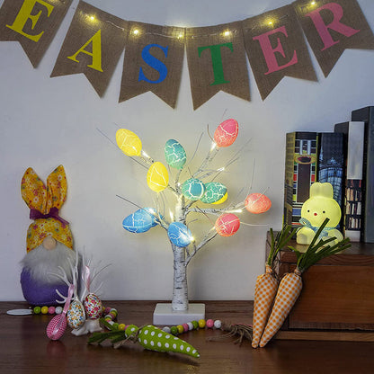 Lighted Birch Tree with Egg Ornaments
