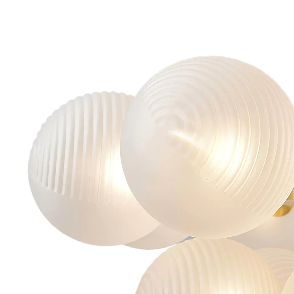 Ribbed Glass Globe Cluster Chandelier