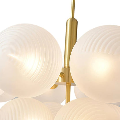 Ribbed Glass Globe Cluster Chandelier