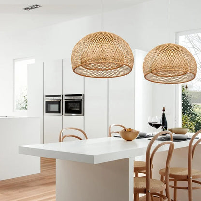 Creative Simple Modern Pastoral Living Room Pendant Lamp Bamboo Weaving-[Modern pendant lighting for bedroom and living space]-Demolights UK