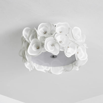White Hydrangea Metal Ceiling Lamp