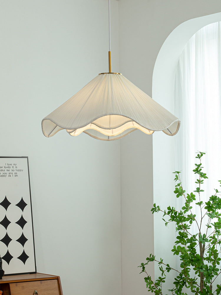 French Fabric Pendant Light for Living Room Bedroom-[Modern pendant lighting for bedroom and living space]-Demolights UK
