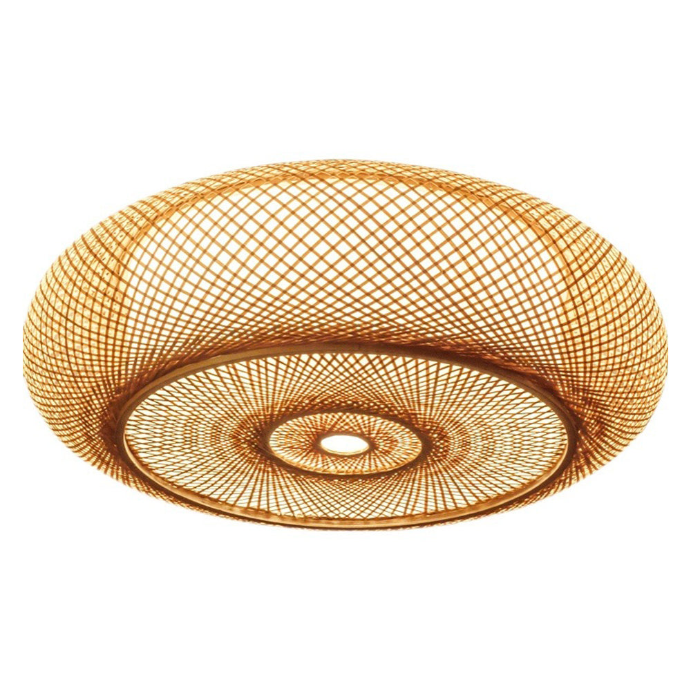 Hand-Woven Bamboo Saucer Flush Mount