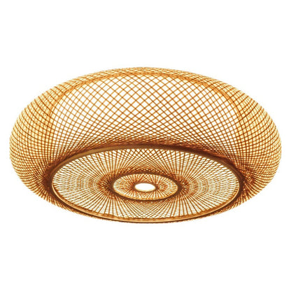 Hand-Woven Bamboo Saucer Flush Mount