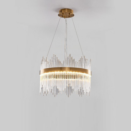 Crystal Wave Chandelier in Brushed Gold