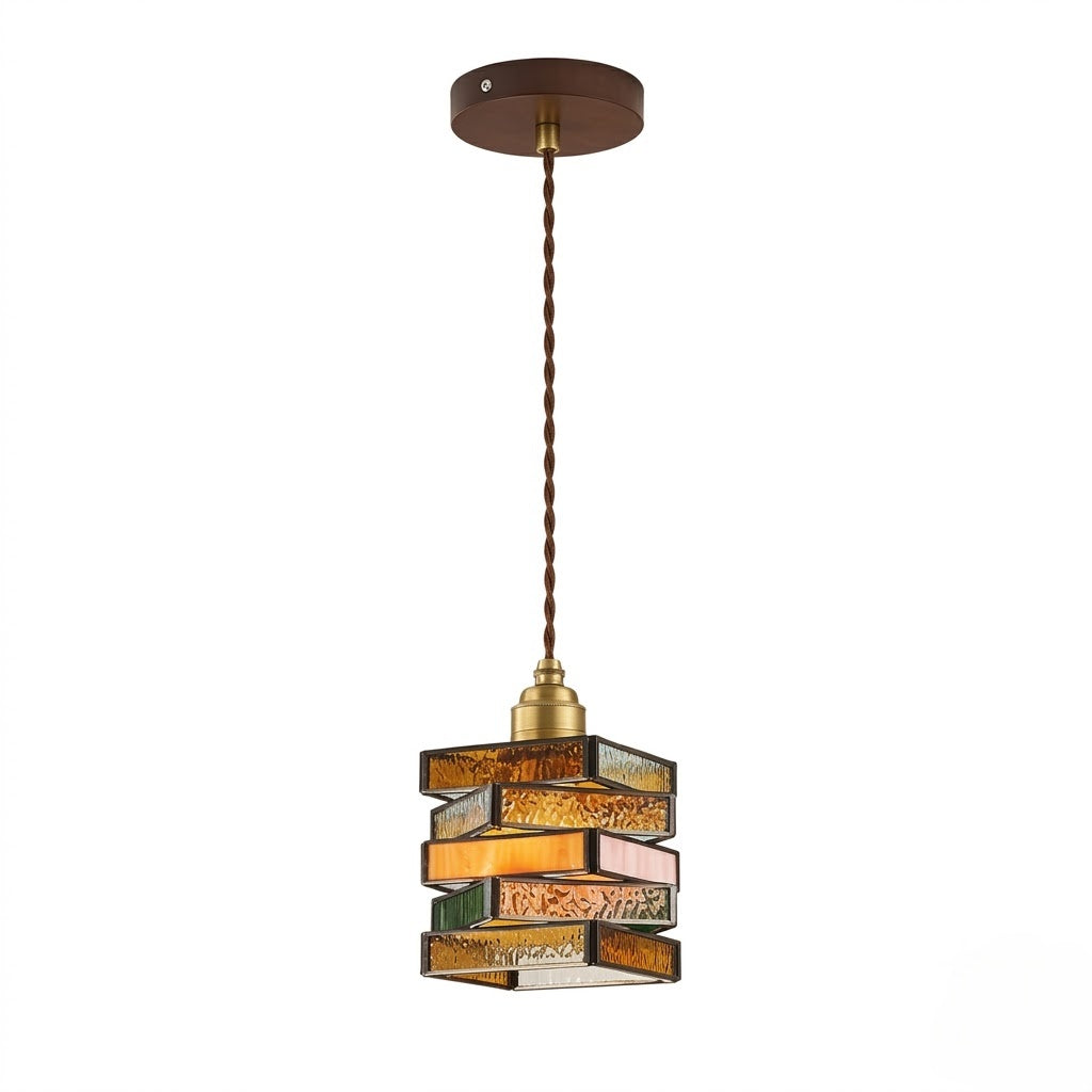 Geometric Stained Glass Pendant