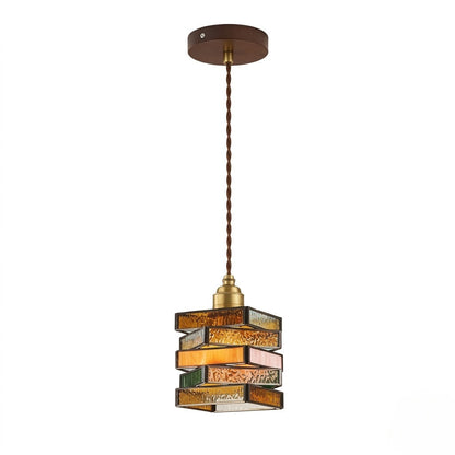 Geometric Stained Glass Pendant