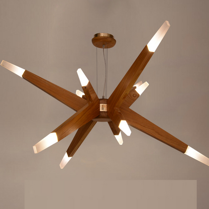Solid Ash Starburst Chandelier, 12 Light