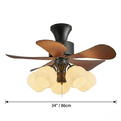 Nordic Flower Glass Shade Ceiling Fan