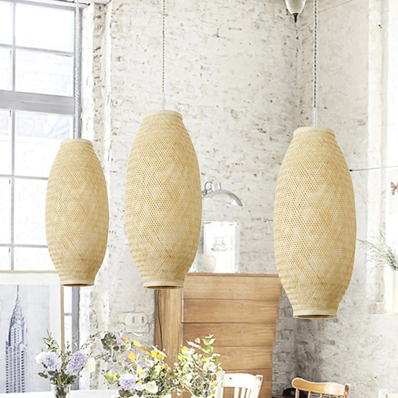 Bamboo pendant Shade Hanging Light Lamp-[Modern pendant lighting for bedroom and living space]-Demolights UK