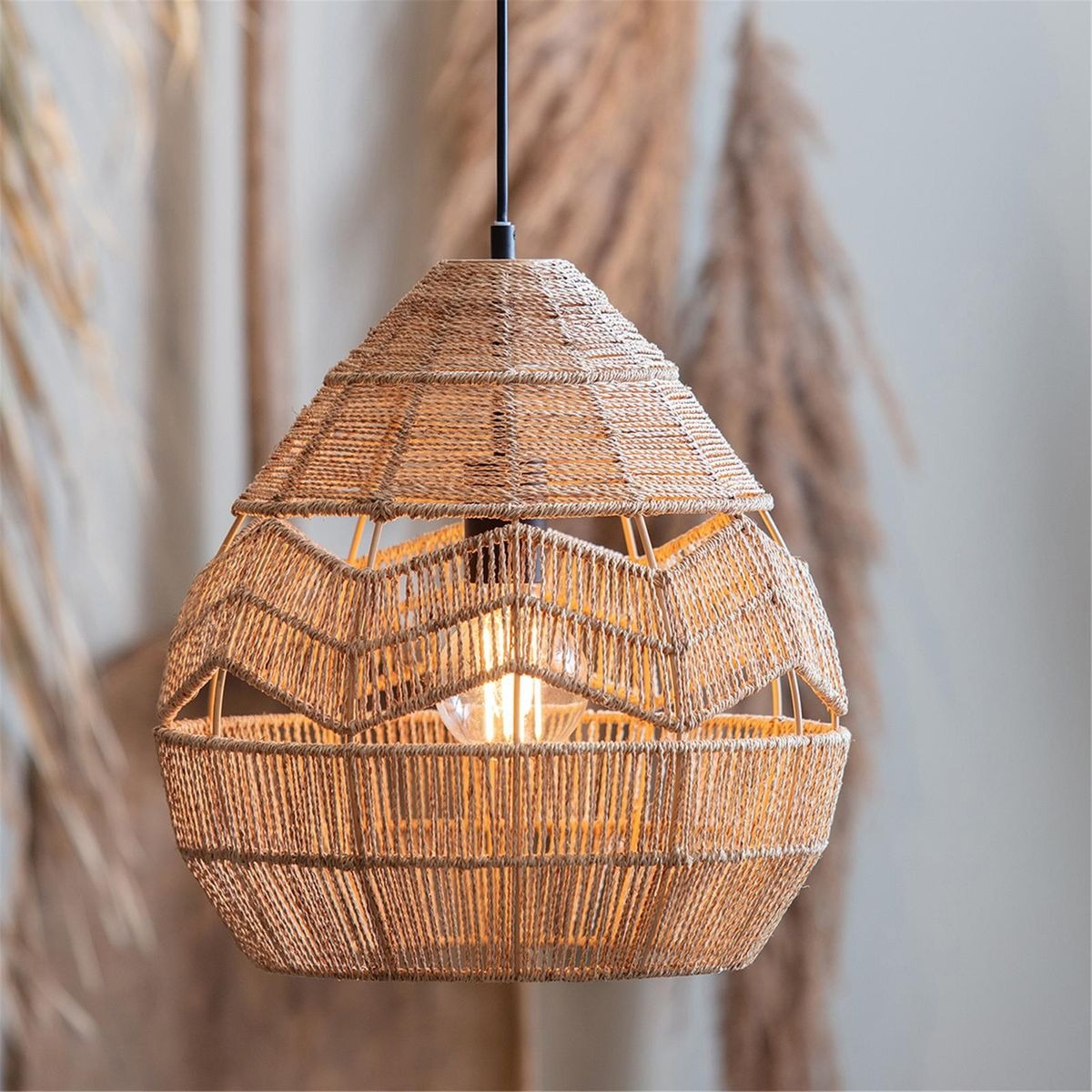Retro Rattan Rope Hanging Lampshade