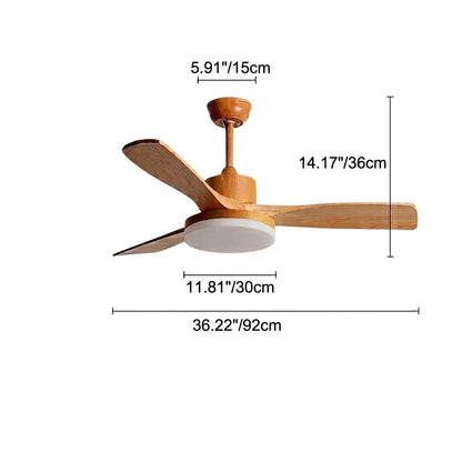 Natural Wood Finish LED Ceiling Fan