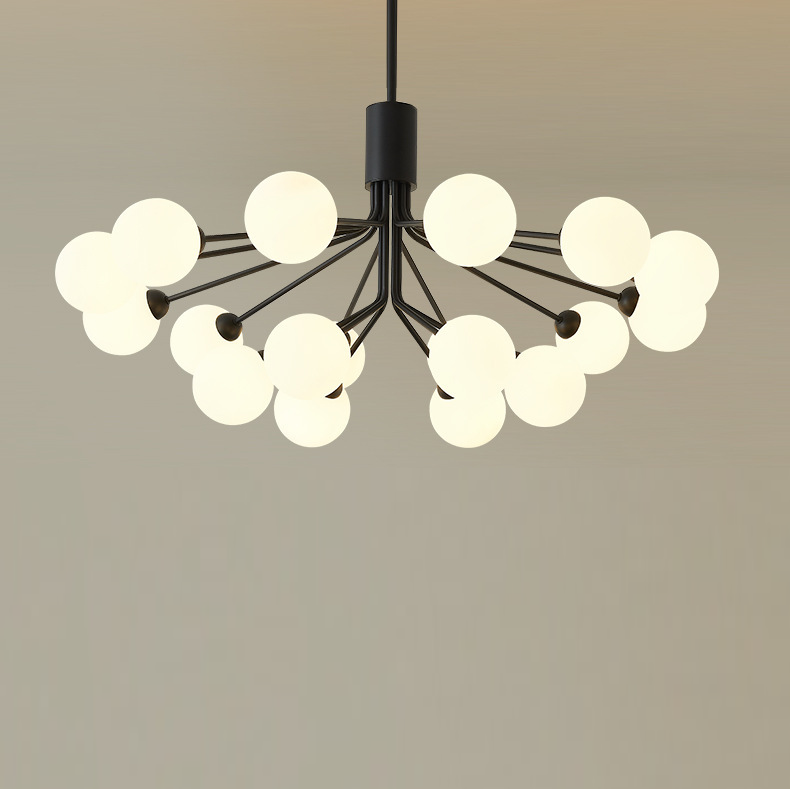 Matte Black Branching Globe Chandelier