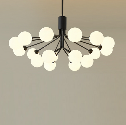 Matte Black Branching Globe Chandelier