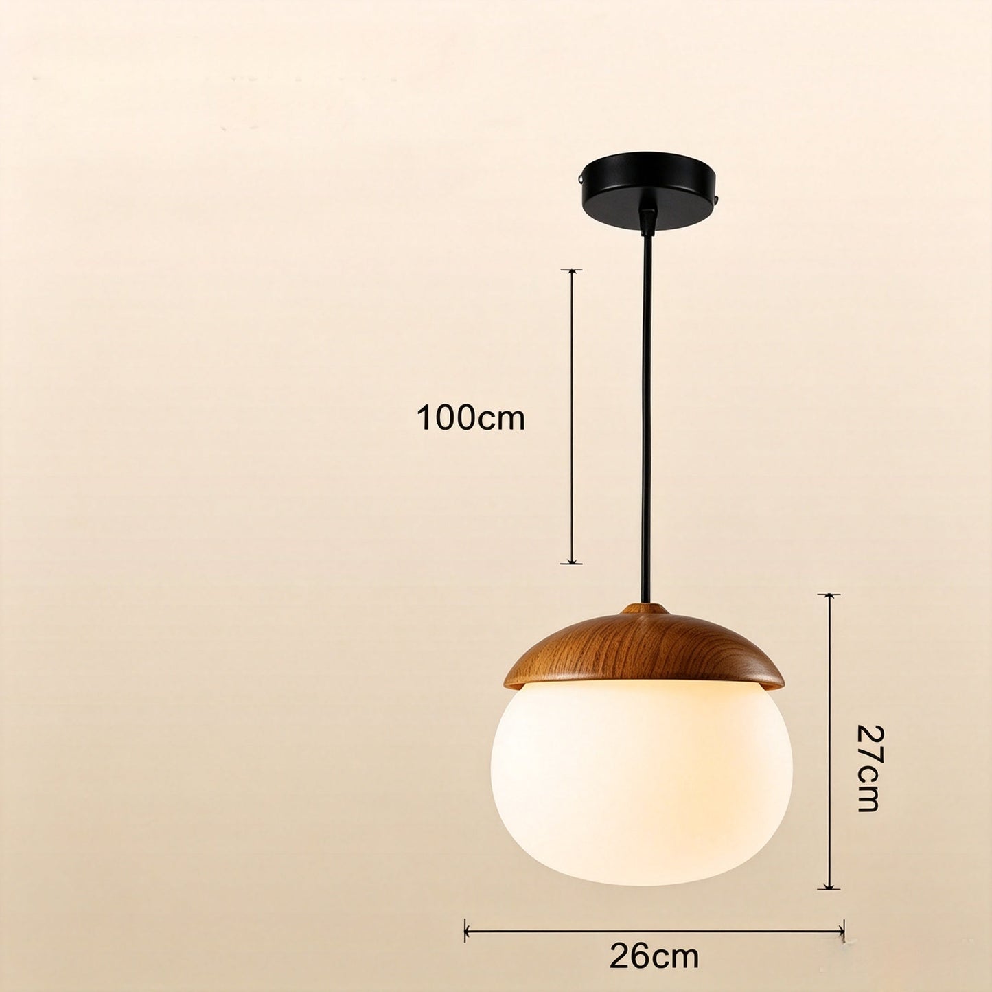 Acorn Wood-Grain Frosted Glass Pendant