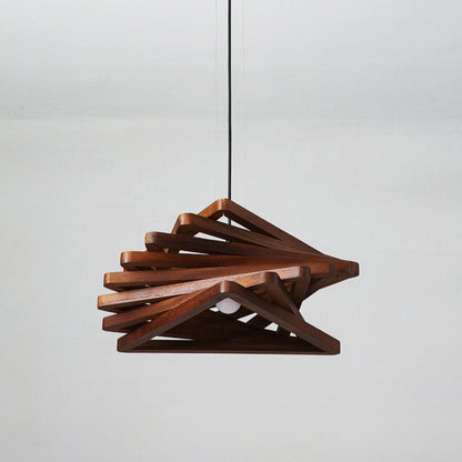 Spiral Wood Triangle Pendant Light