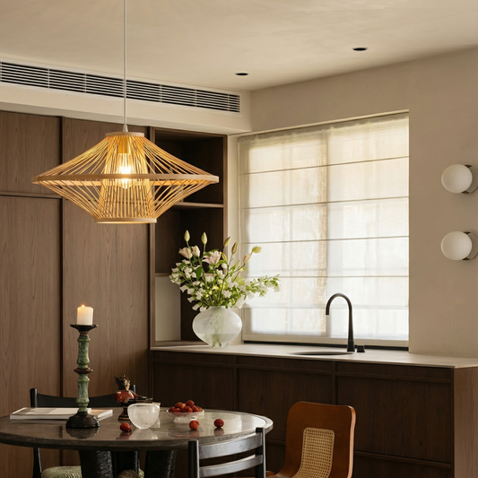 Architectural Bamboo Saucer Pendant