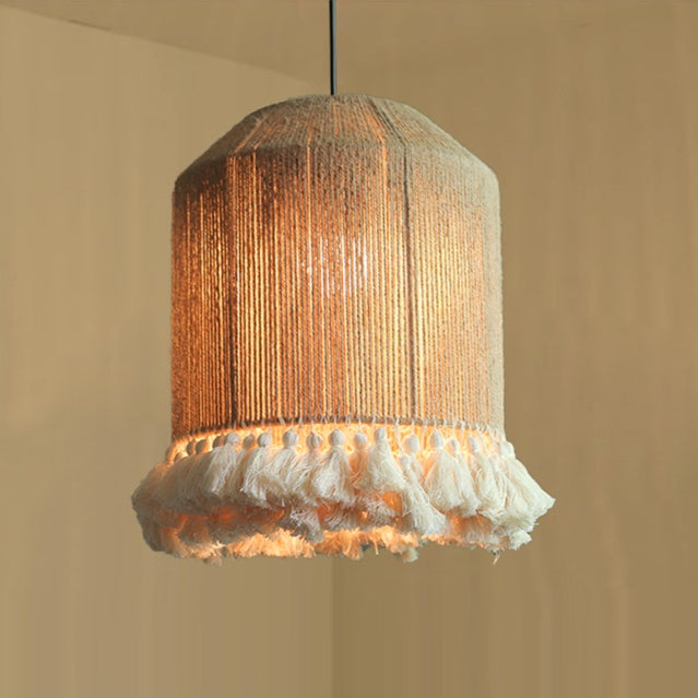 Jute Rope Fringe Tassel Pendant Light