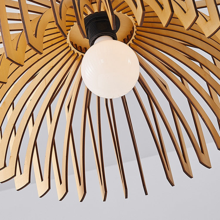 Wooden Slat Sculptural Pendant Light