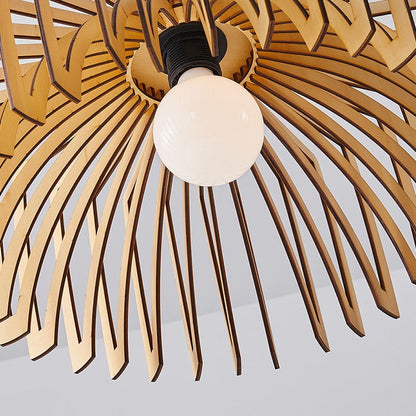 Wooden Slat Sculptural Pendant Light