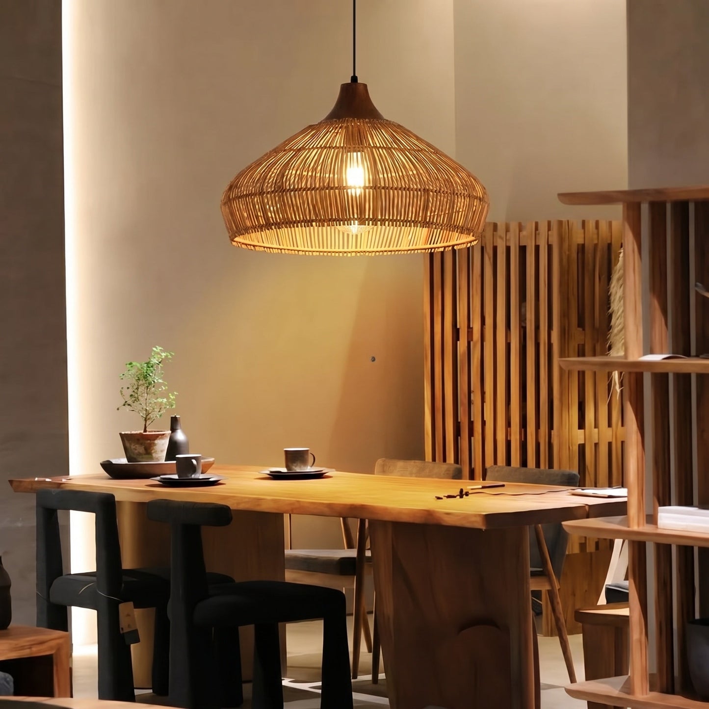 Hand-Woven Rattan Coastal Dome Lamp