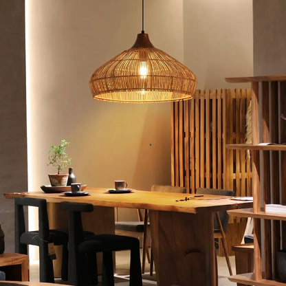 Hand-Woven Rattan Coastal Dome Lamp