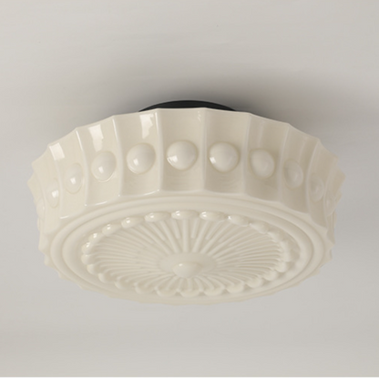 Hobnail Milk Glass Flush Mount Light
