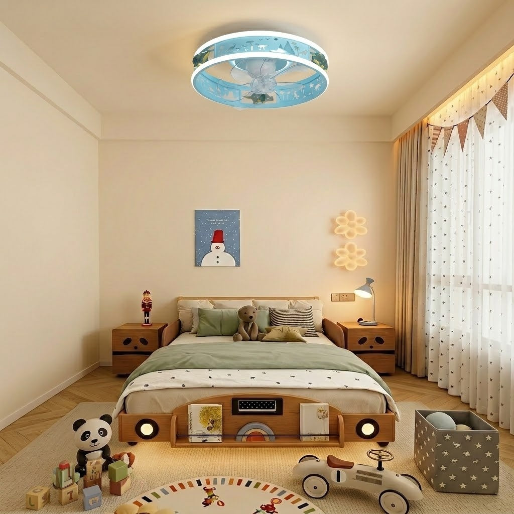 Kids Round Ceiling Fan with LED Light