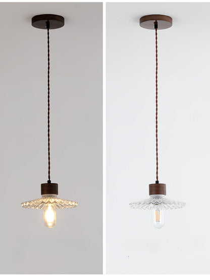 Walnut Wood and Glass Bedroom Pendant