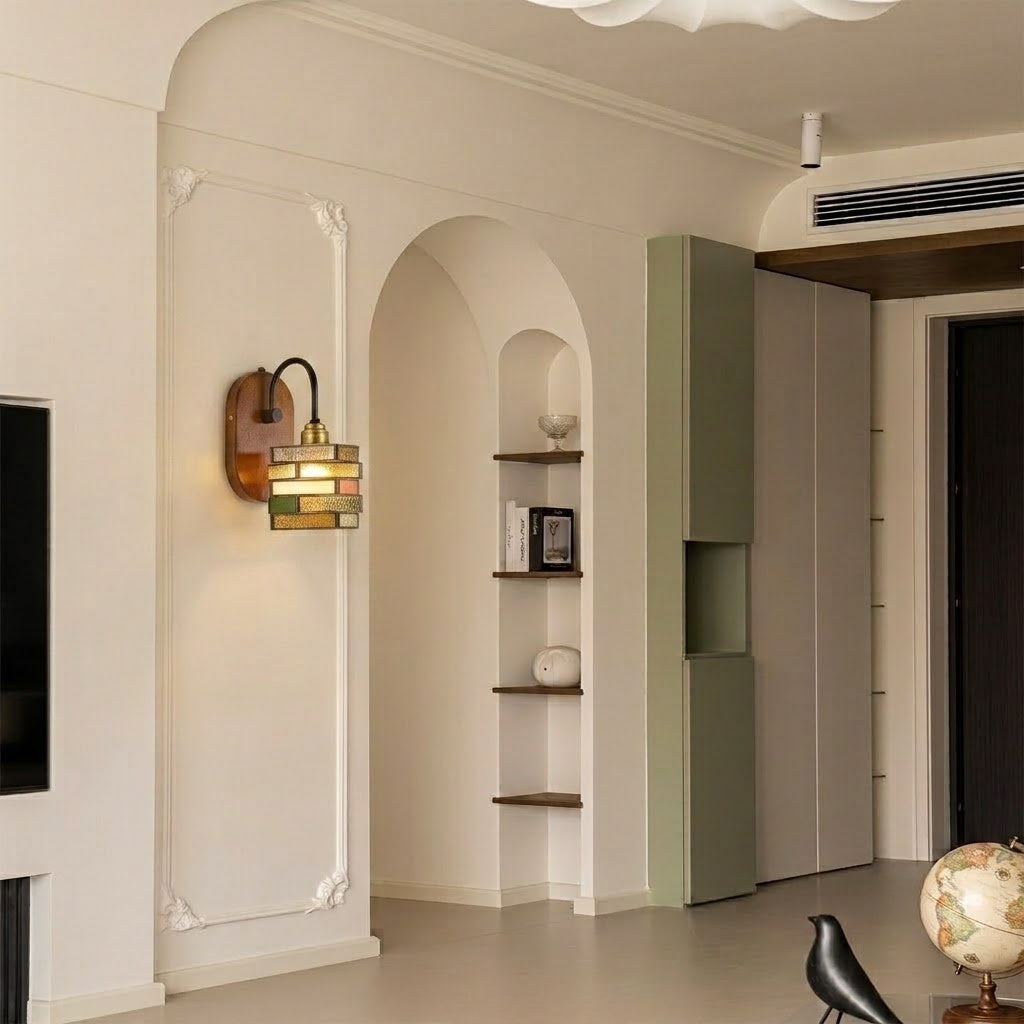 Geometric Stained Glass Wall Light