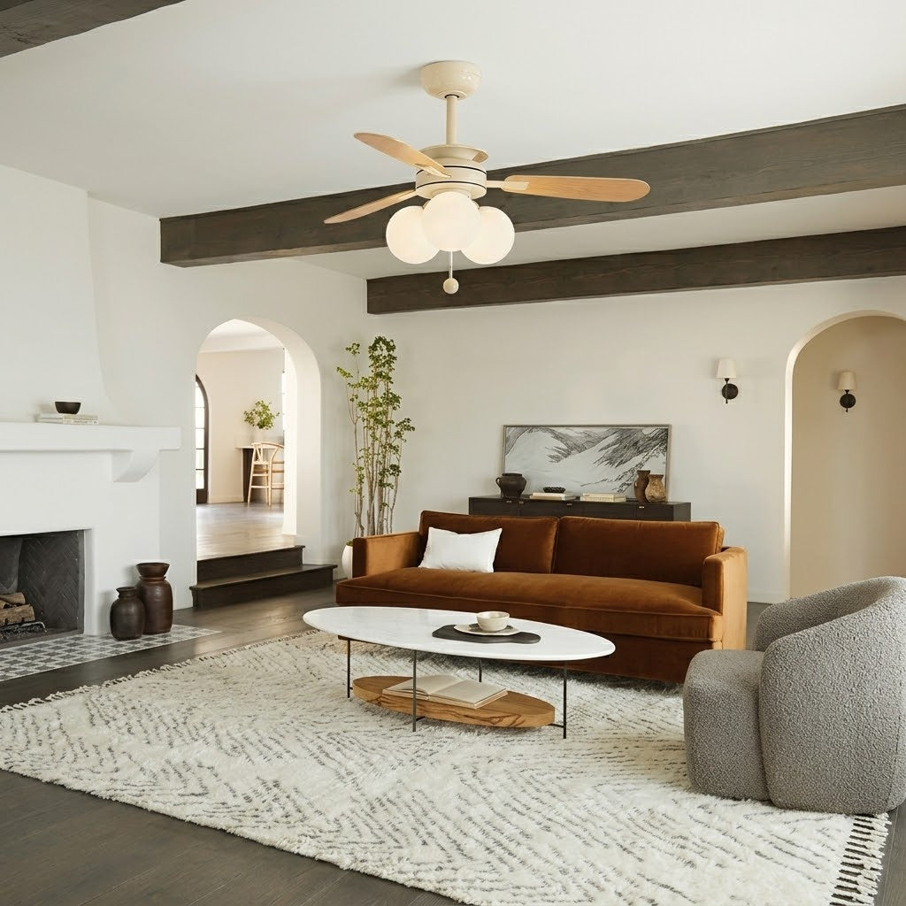 Nordic Wooden Fan with 3 Glass Shades