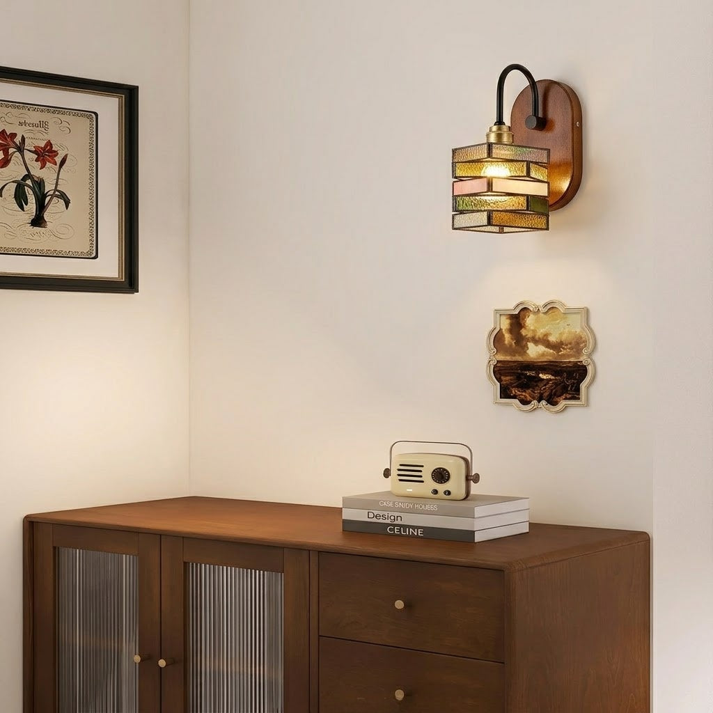 Geometric Stained Glass Wall Light