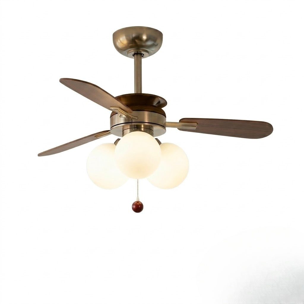 Nordic Wooden Fan with 3 Glass Shades