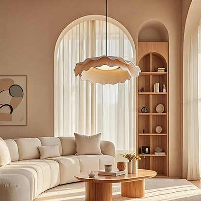 Two-Tier Pleated Lotus Pendant Light