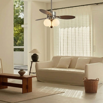 Wooden Blade Fan with Glass Shades