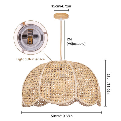 Rattan Scalloped Wavy Umbrella Dome