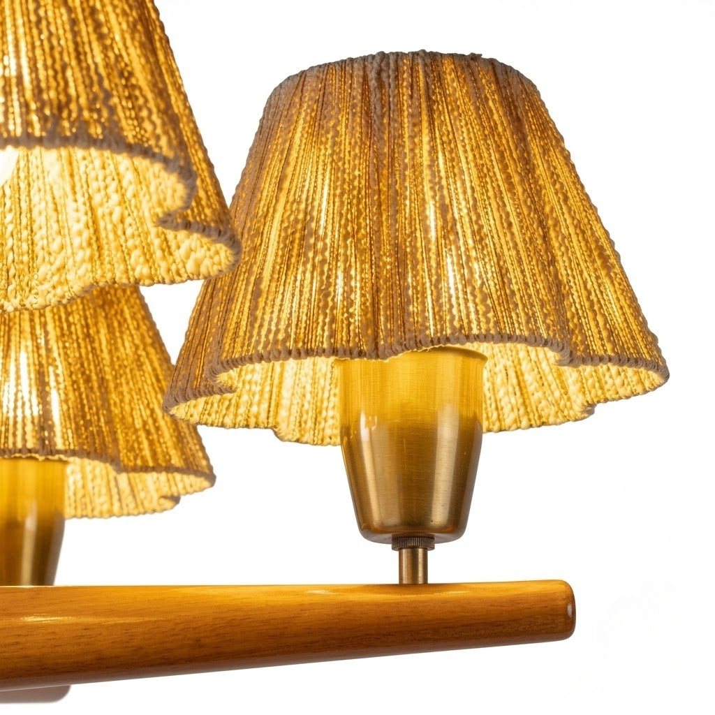 Solid Wood and Brass 5-Light Chandelier