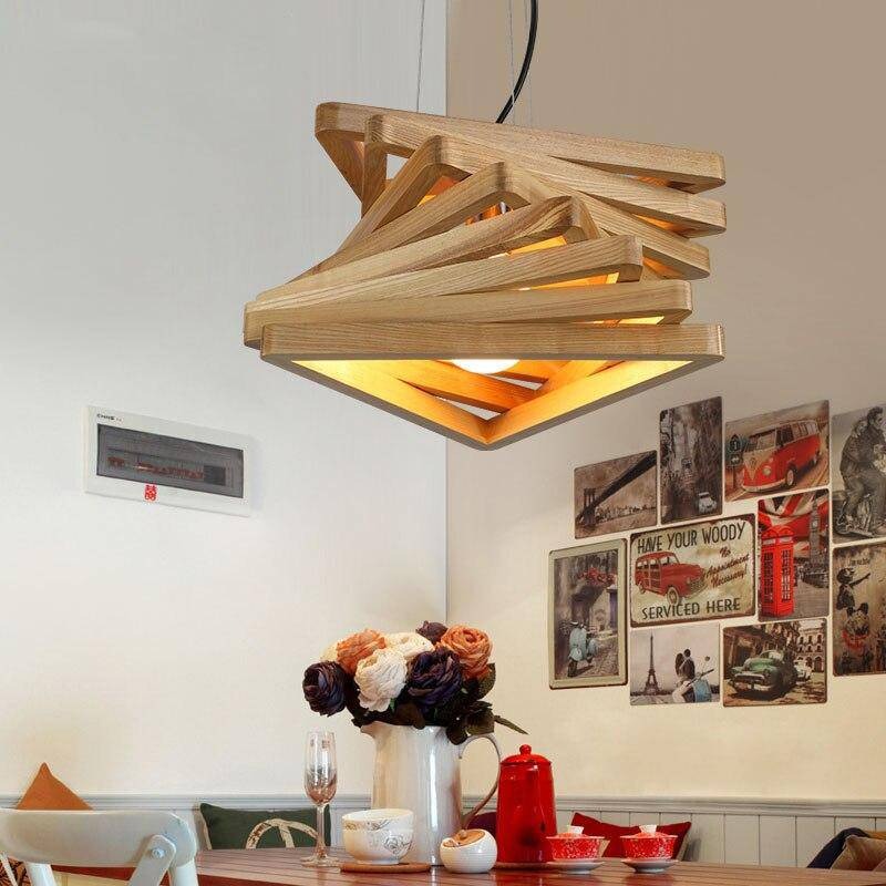 Nordic Style Retro Wood Chandelier Restaurant Lamp-[Modern pendant lighting for bedroom and living space]-Demolights UK