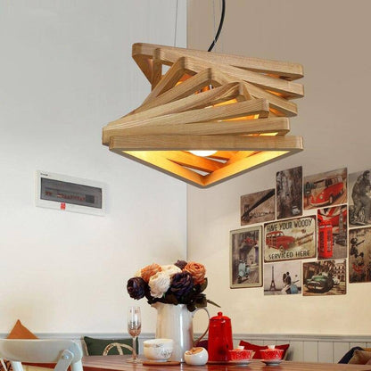 Nordic Style Retro Wood Chandelier Restaurant Lamp-[Modern pendant lighting for bedroom and living space]-Demolights UK