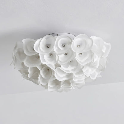 White Hydrangea Metal Ceiling Lamp