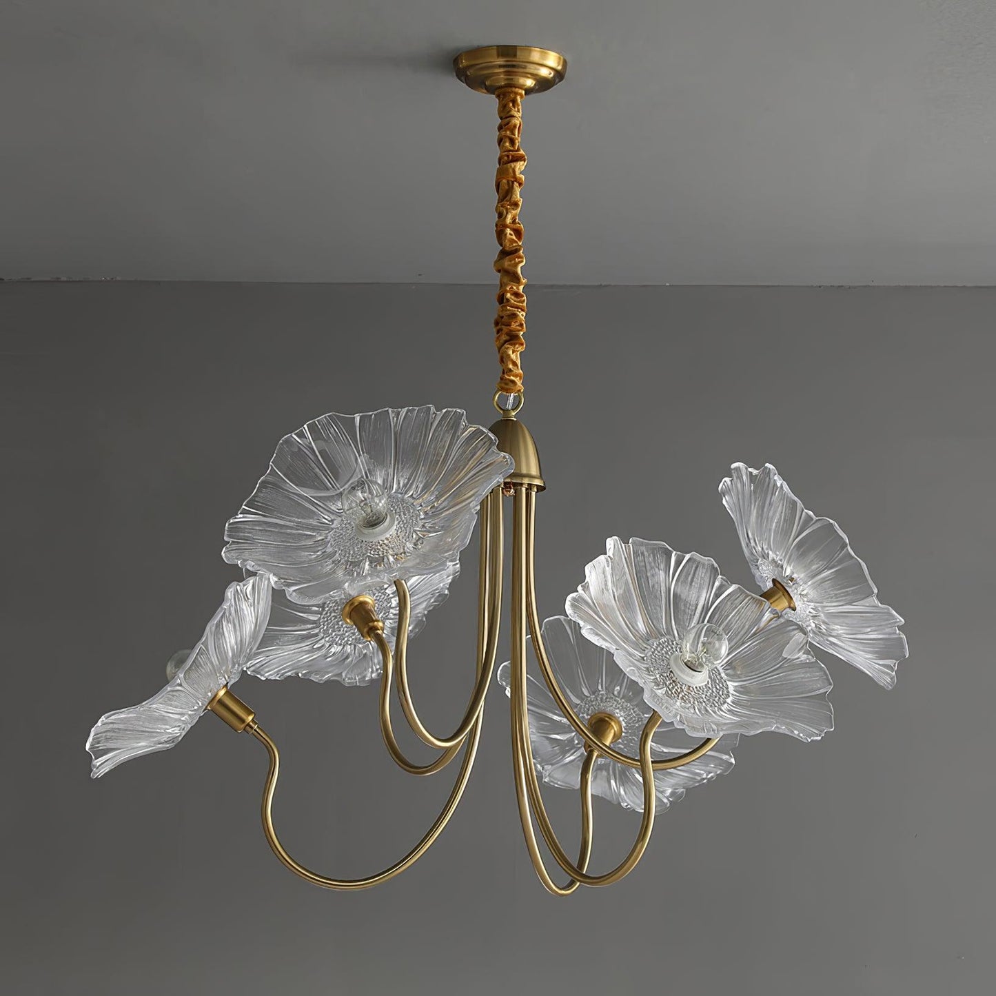 Modern Lotus Leaf Glass Living Room Chandelier