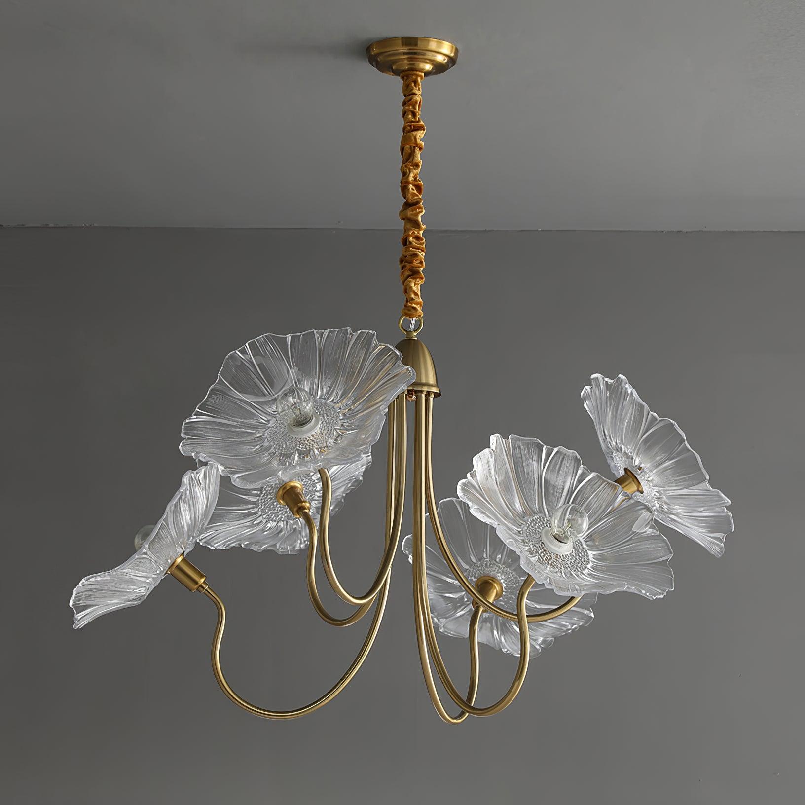 Modern Lotus Leaf Glass Living Room Chandelier