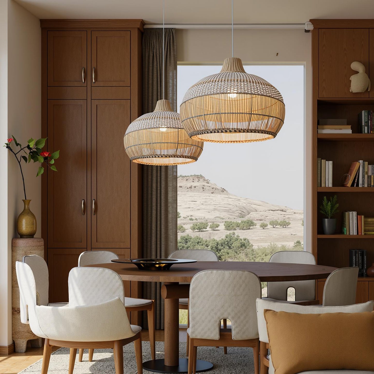Open-Weave Rattan Island Pendant