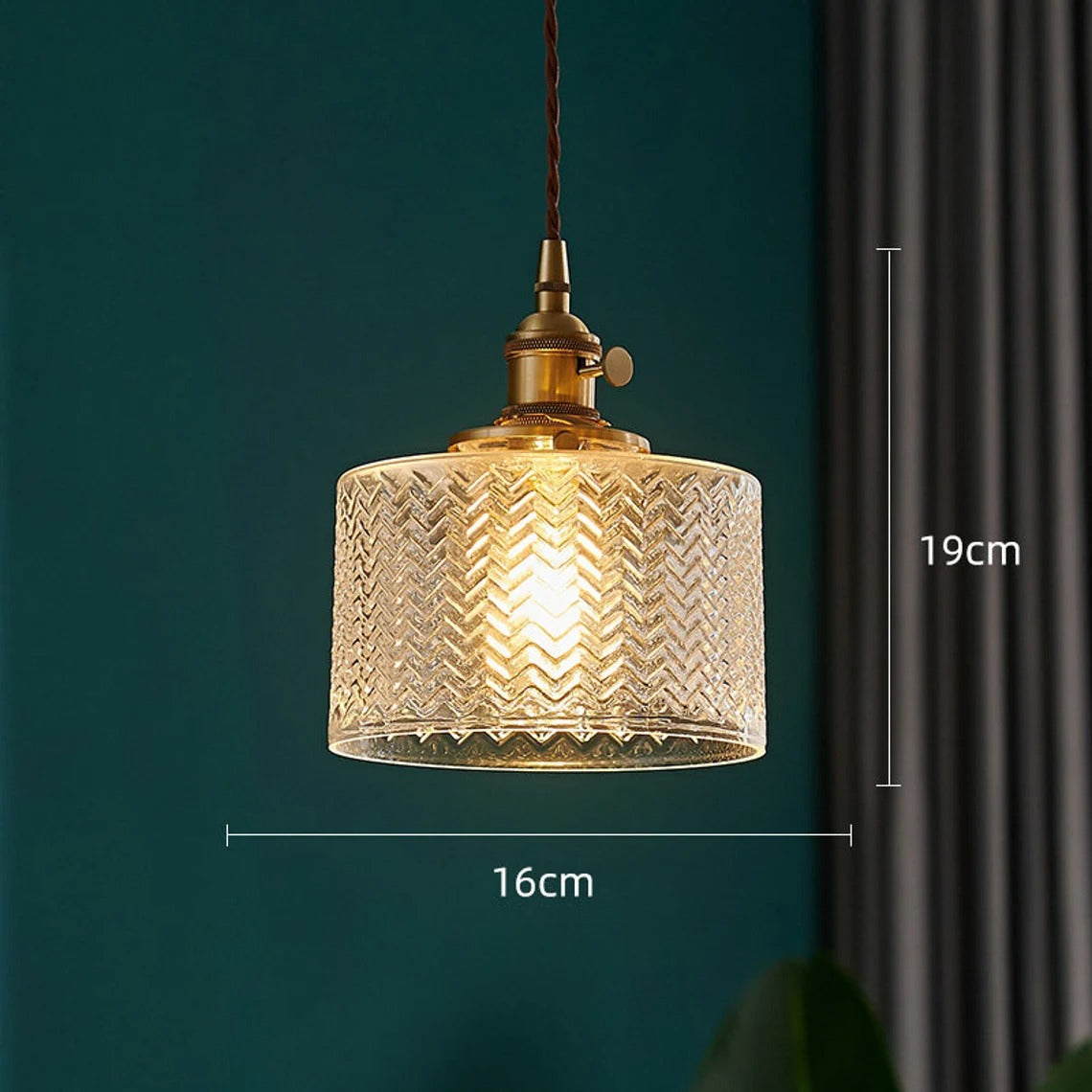 Green Ripple Glass Hanging Light